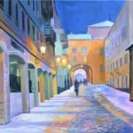 Jaroslav-Staviščák-Večerný-Prešov-olejomaľba-na-plátne-predaj-obrazov