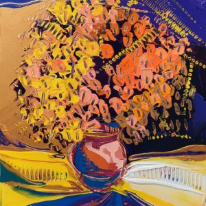 Tomas-Turzak-Oranzovo-zlte-kvety-akryl-na-platne-predajna-galeria