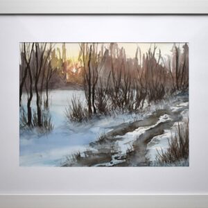 Katarina-Salekova-Ticho-pod-mrazivym-nebom-akvarel-na-papieri-predaj-obrazov