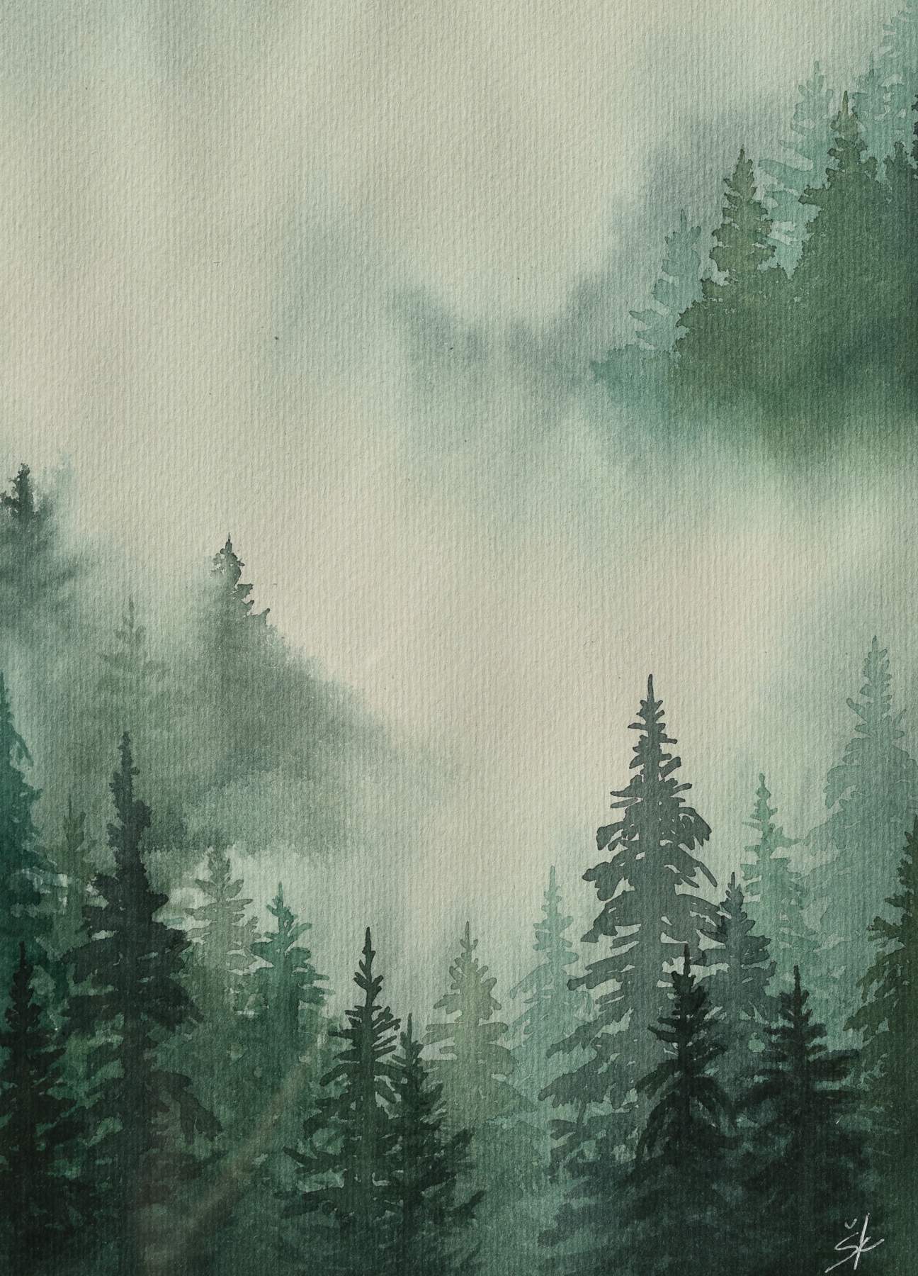 Katarina-Salekova-Zahalene-udolie-akvarel-na-papieri-galeria-umenia