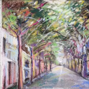 Ladislav-Majorosi-Francuzka-stvrt-v-Sanghaji-pastel-kolaz-na-papieri-predaj-obrazov