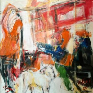 Miroslav-Kotora-Cierny-pasazier-akryl-na-platne-figuralna-malba