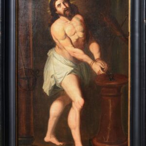 Jezis-priputany-k-stlpu-Bicovanie-Jezisa-olej-na-platne-18.-storocie