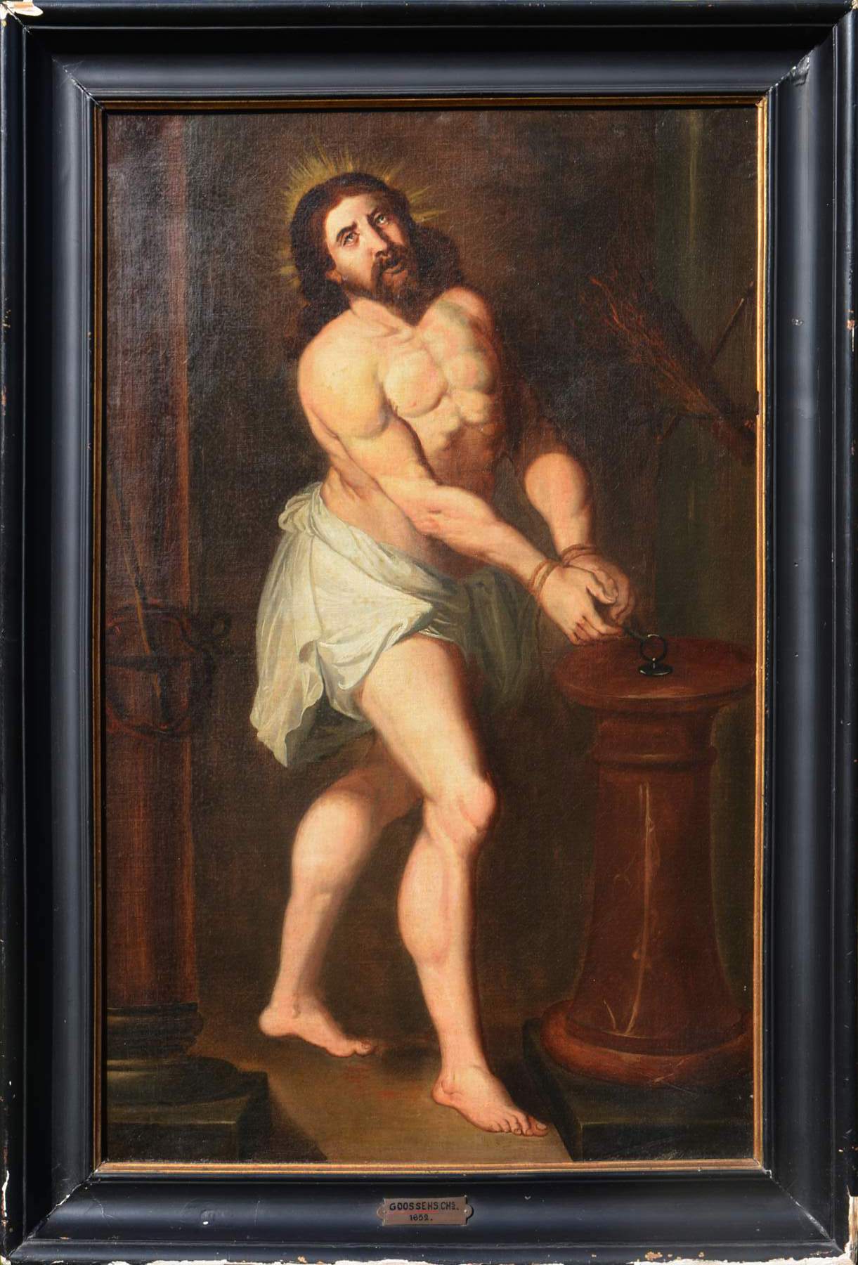 Jezis-priputany-k-stlpu-Bicovanie-Jezisa-olej-na-platne-18.-storocie