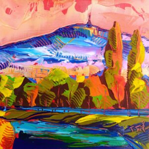 Tomas-Turzak-Atmosfera-pri-rieke-Nitra-akryl-na-platne-a-modelovacia-pasta-krajina