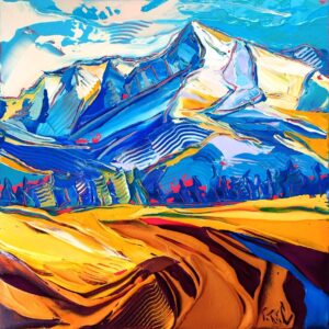 Tomas-Turzak-Krivan-z-Liptova-akryl-na-platne-a-modelovacia-pasta-tatry