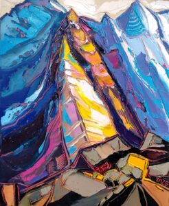 Tomáš Turzák - Tatranská geometria - Východný Železný štít od Snežných kop, 2025 2 Tomas-Turzak-Tatranska-geometria-Vychodny-Zelezny-stit-od-Sneznych-kop-akryl-na-platne-a-modelovacia-pasta